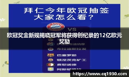 欧冠奖金新规揭晓冠军将获得创纪录的12亿欧元奖励